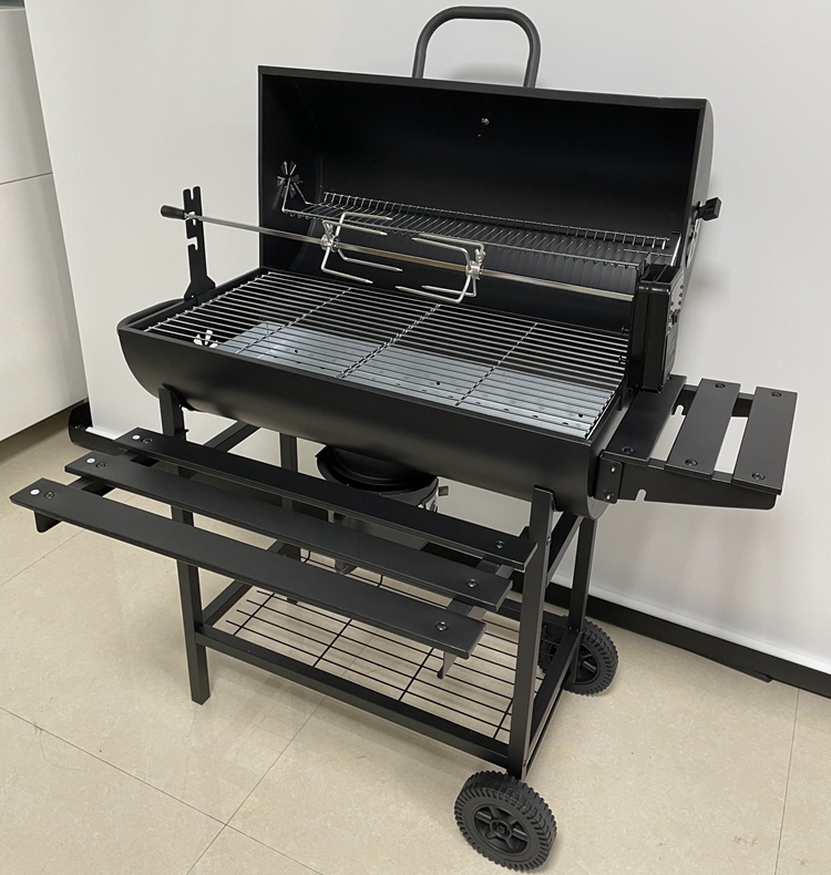 Backyard Oil Drum Barrel Grill Outdoor Charcoal Bbq Grills Barbecue Smoker With Rotisserie Roast Chicken Rack