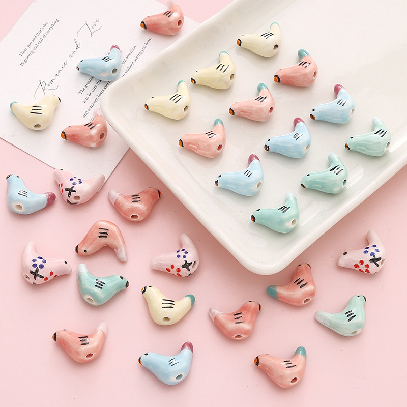 Cute Hand-painted Ceramic Loose Beads DIY Handmade Jewelry Accessories Bracelet Necklace Materials