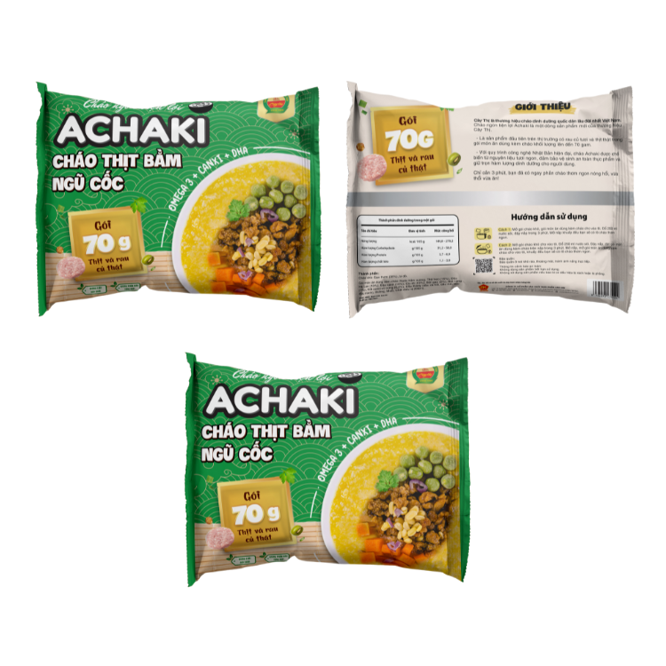 Achaki мясной каши с заземлением, бобы и овощи, мгновенная каша, Детская каша, Высококачественные свежие ингредиенты, сделанные во Вьетнаме