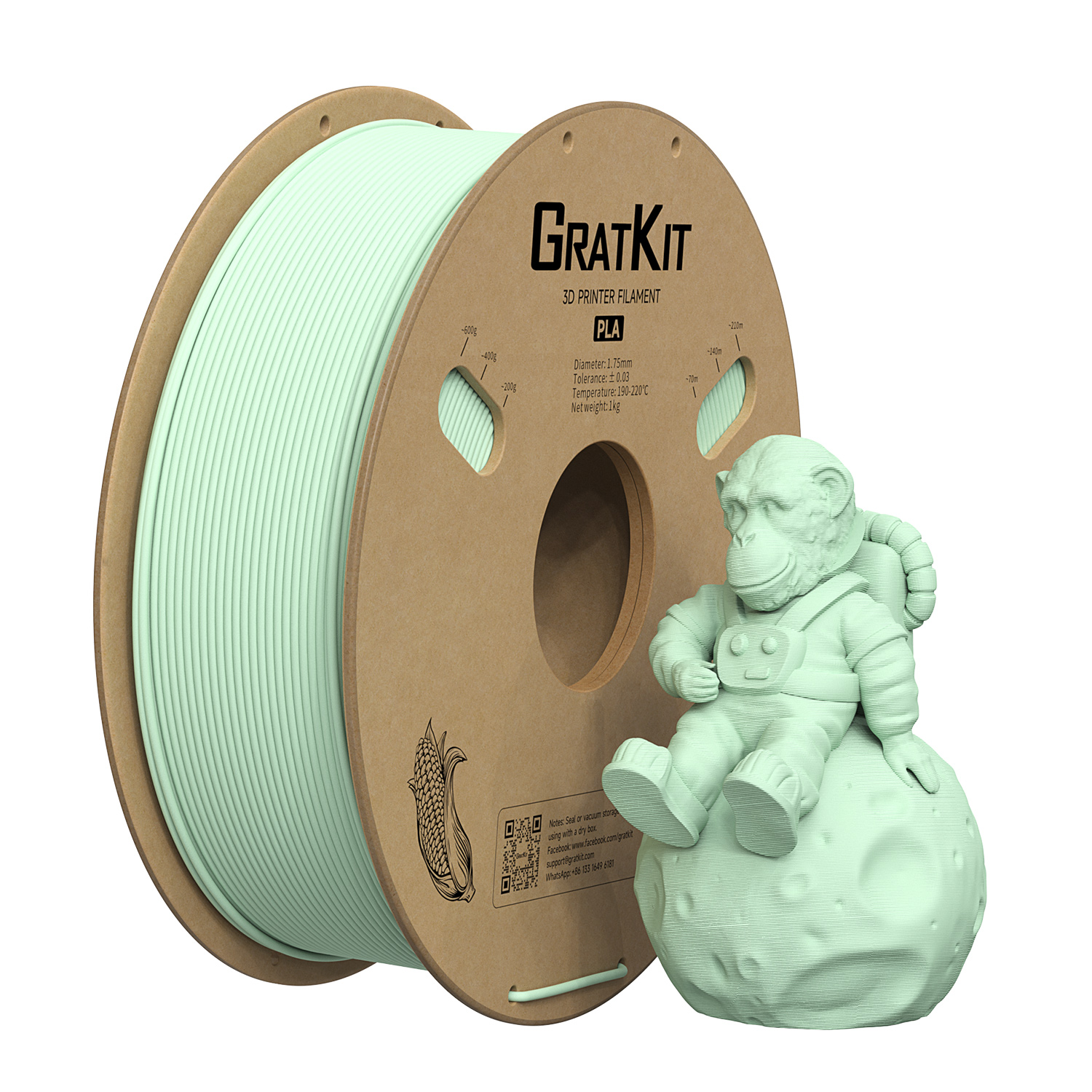 Матовая нить для 3D-печати, 1,75 мм, 1 кг, светло-зеленый цвет