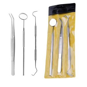 Dental Tools Teeth Cleaning Tools Stainless Steel Dental Scraper Tooth Pick Hygiene Set With Mouth Mirror Tweezer Kit