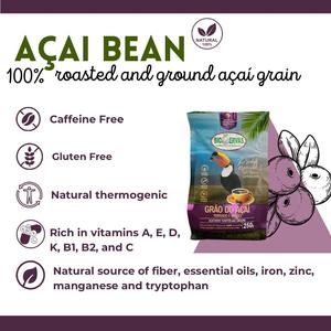 BRAZILIAN PREMIUM QUALITY ROASTED GROUND ACAI SEED WITH COCOA 100% NATURAL, ENERGY BOOSTING DRINK, RICH IN VITAMINS - 250G