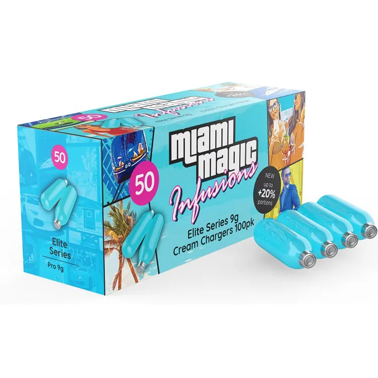 9gx50 Pack Blue Color Miami Magic Elite Cream Charger Pallet from Top Listed European Manufacturer