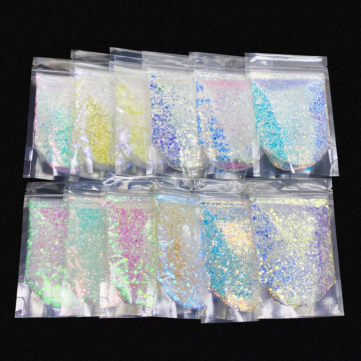 Xu Cai High Brightness Mermaid Sparkle Shine Chunky Glitter for Nail Art Eye Makeup Face Body Rainbow Colors Including White
