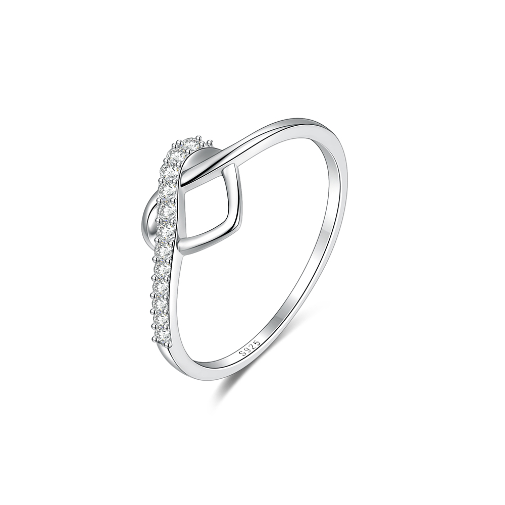 CANNER Fine Jewelry White Zircon Love Heart Ring 925 Sterling Silver Heart Shaped Engagement Wedding Infinity Ring For Women