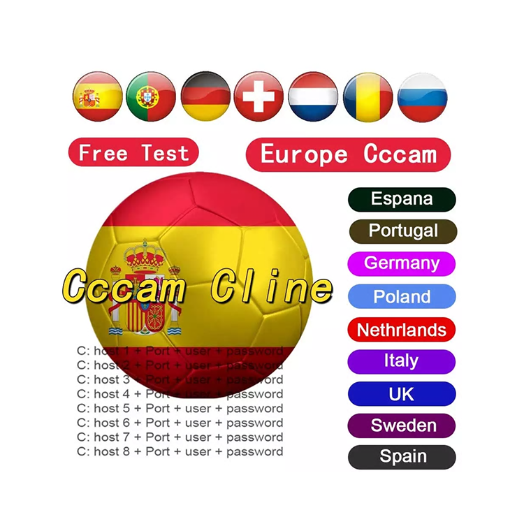Бесплатный тестовый стабильный cccam europe 8 линий Poland Portugal Servidor Spain Germany Cccam Vip-сервер 7 6 5 3 линейный спутниковый ТВ-приемник