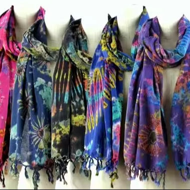 India-Made Tie-Dye Printed Scarf Multi-Purpose Scarves & Shawls