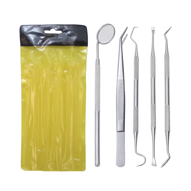Dental Instruments Stainless Steel 3 PCS Tools Kit Teeth Cleaning Oral Care Tooth Pick Tartar Prob Mirror, Plier Scaler Exam Kit