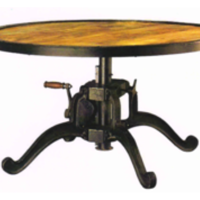 Industrial Cast Iron Leg round Coffee Table with Adjustable Height Heavy Duty Restaurant Furniture for Bar or Outdoor Use