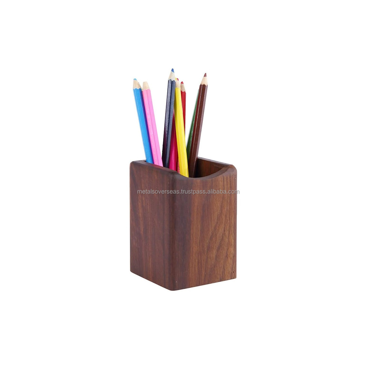 Wooden Pencil Box, Multiple-Use Desk Writing Stationary Organizer Wood Pen Holder Cups Office School Supplies Storage