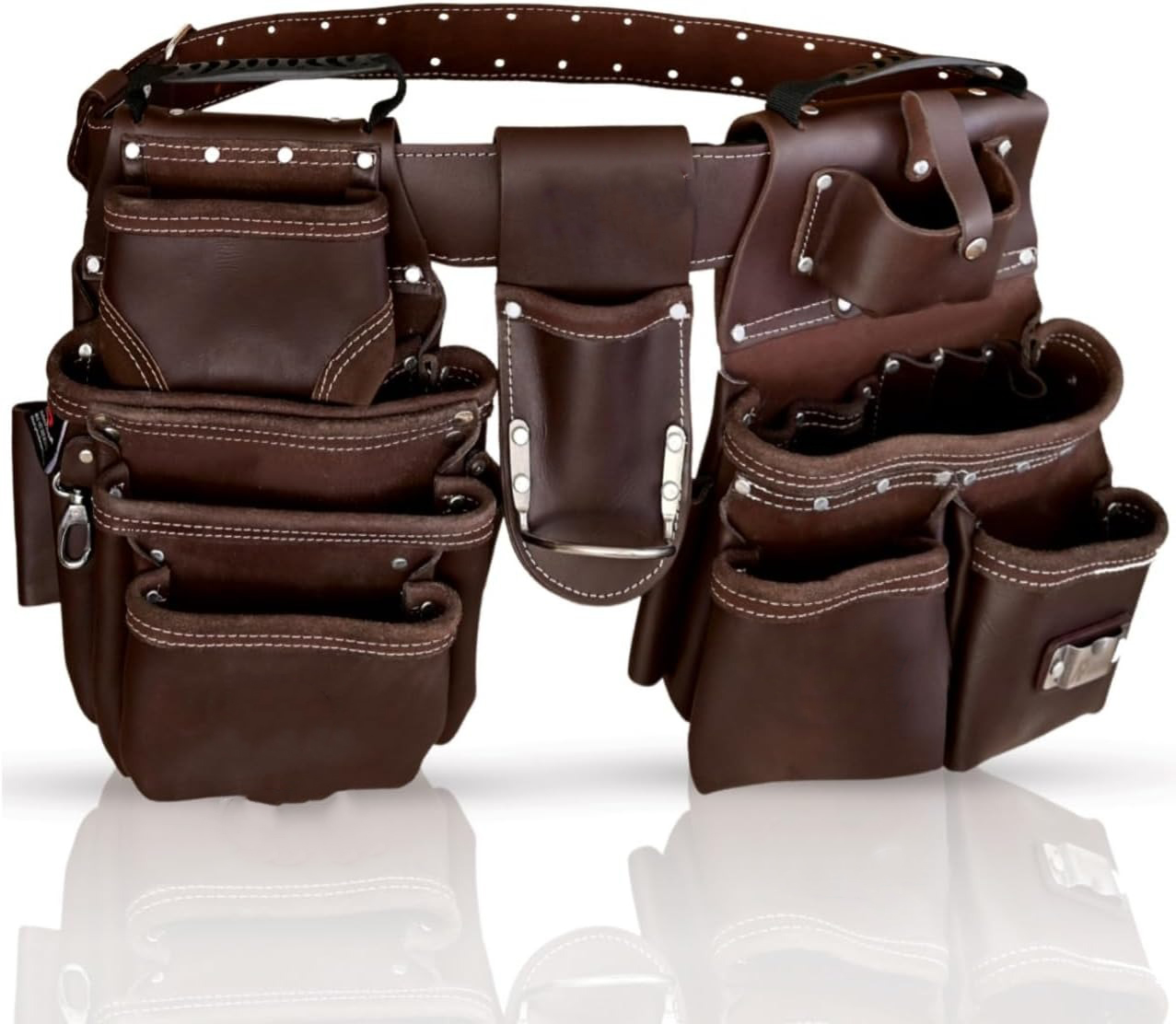 100% Real Leather Pouch Multipurpose 28 Pockets Work Organizer Tool Bag Framing Tool Holder For Carpenter Tool Belt LTB-0008