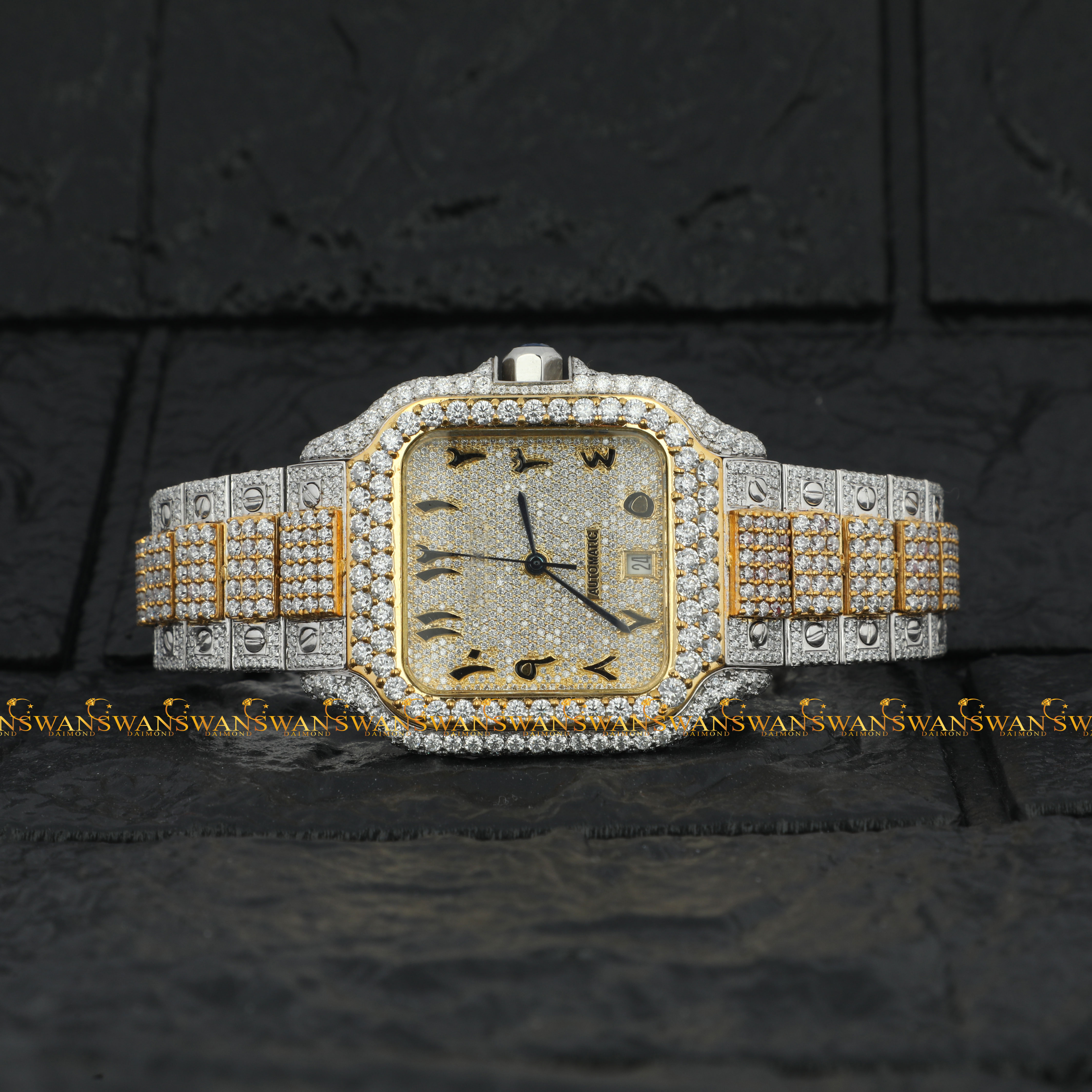 This Is A Special Watch Crafted With Moissanite Diamonds That Passes The Diamond Test And Frame Of This Watch Is Stainless Steel