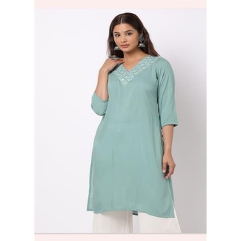 Trendy Color Women's Wear Kurti 100% Cotton Made Ethnic Clothing Manufacturer Printed And V-neck Design for Women and Girls