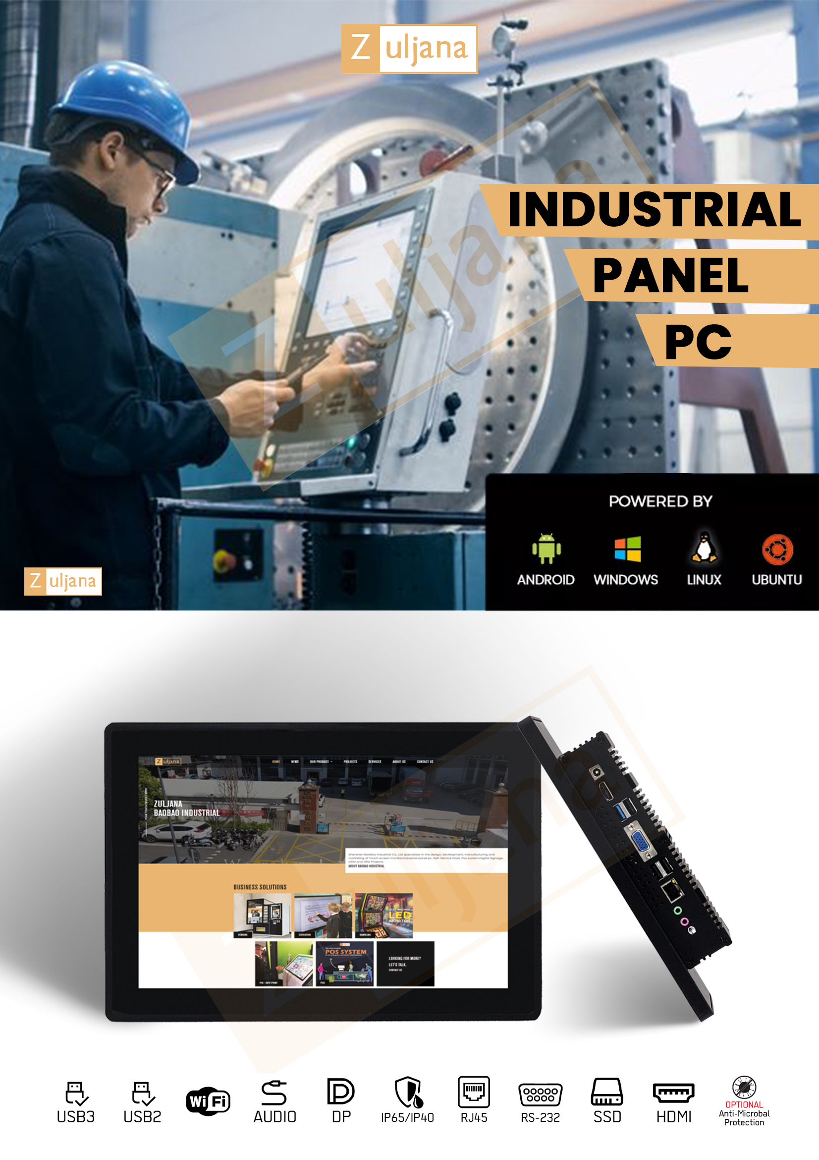 10.1 inch Fanless Embedded Industrial Touch Panel Pc Window