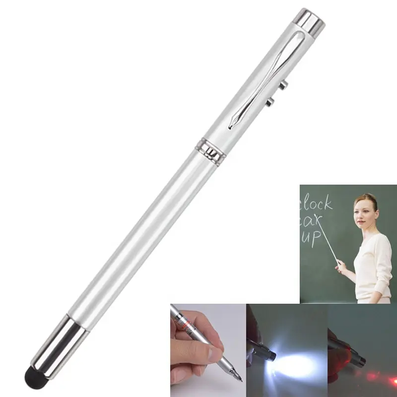 Multifunctional 5in1 Mini Hand Teacher Pointer with Ballpen Writing Function Capacitive Screen Pen LED Light