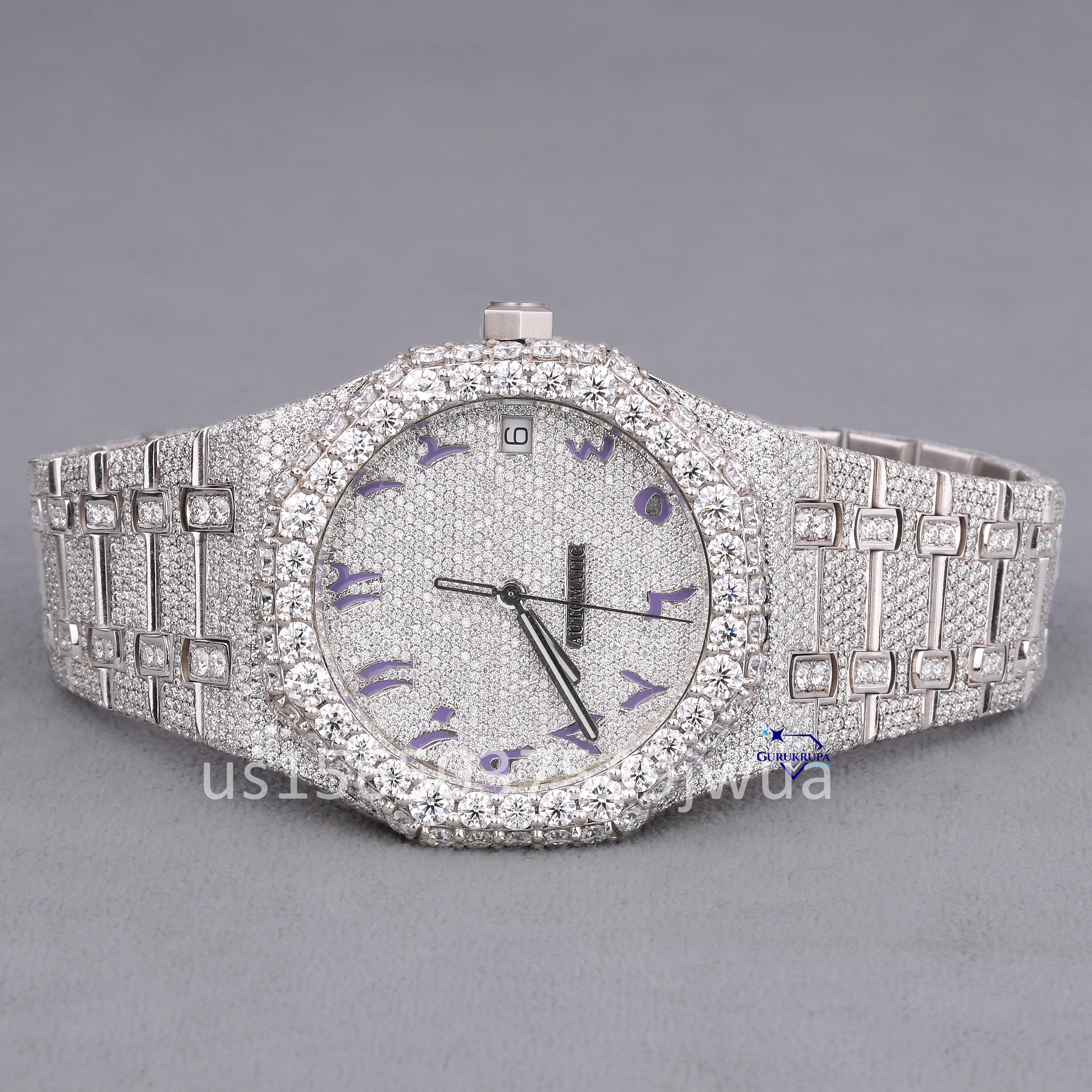 Fancy jewelry crafted in stainless steel featuring moissanite diamonds with Luxury hip hop unique wrist wear watch for men