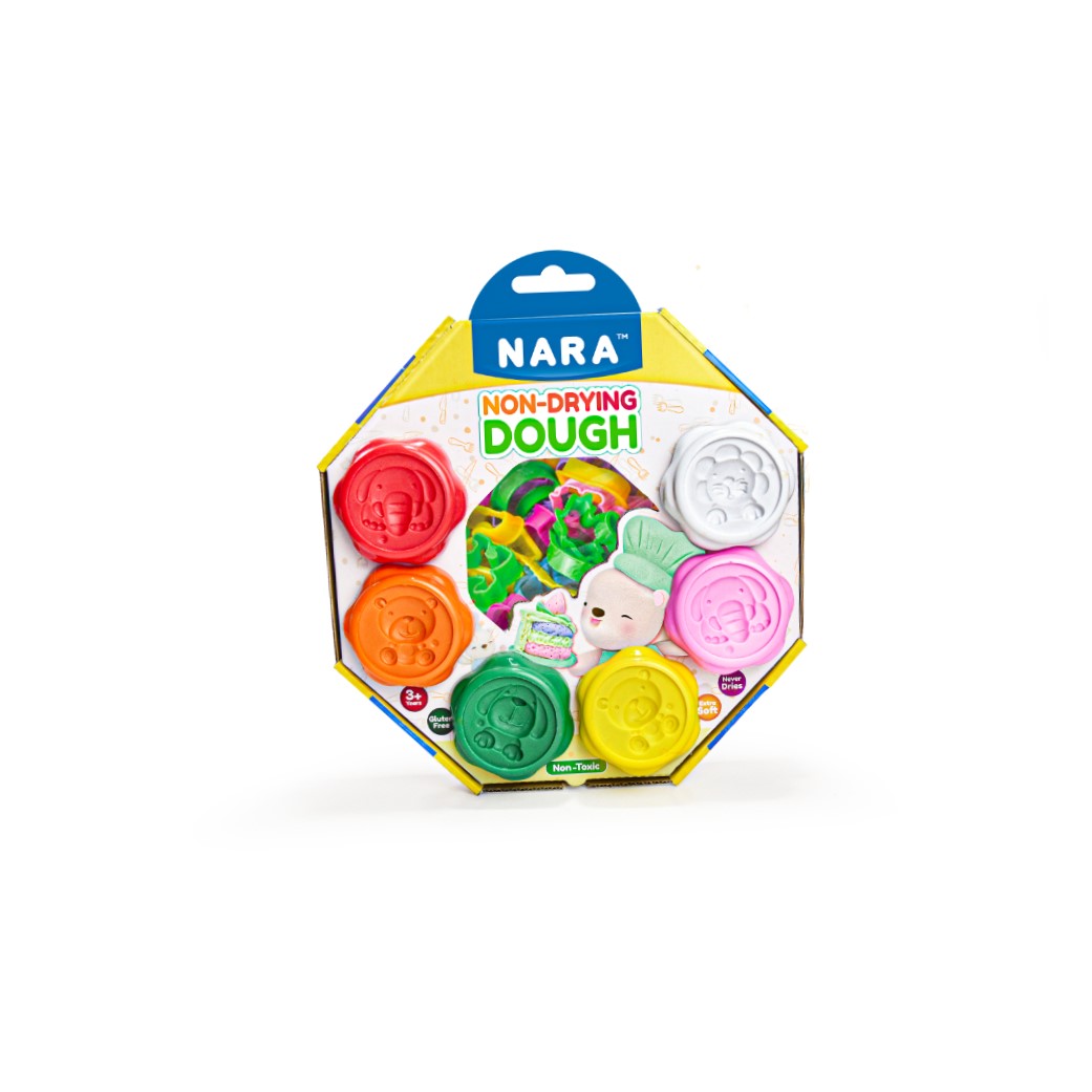 Special Item Non-Drying Dough NARA 240G.Extra Soft 6 Colors Play Dough with 1 Roller 16 Cutters,Embossing Lids Gift for Kids DIY