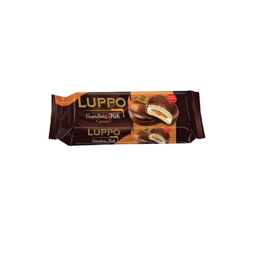 Solen Luppo Sandwich Cake Crarmel with Marshmallow 184 gr x 12 All  Time Fresh Stock and New Date From Turkey