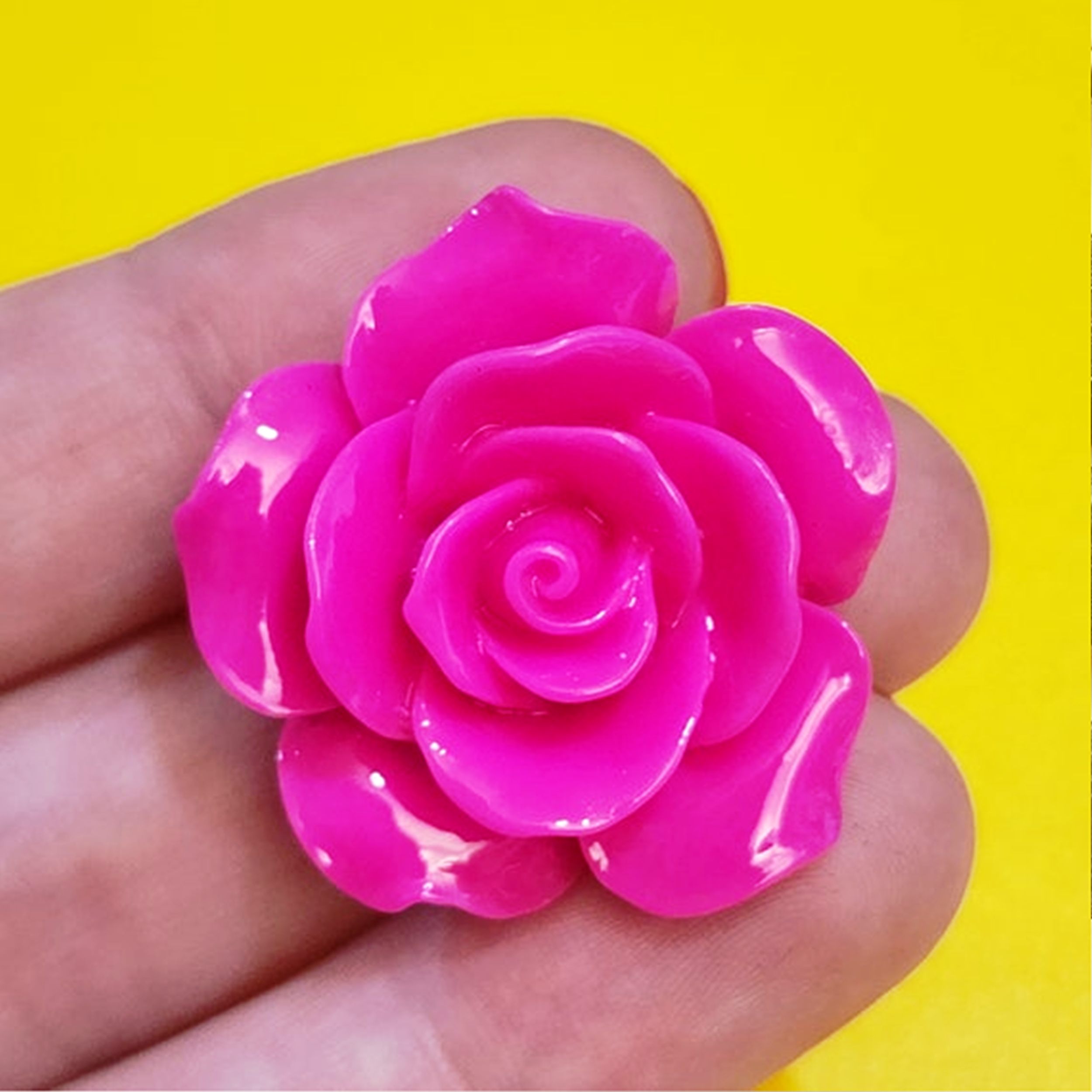 Buy 5pcs 33mm Pink Rose Bead Beads Resin Customized Color And Size Resin Beads Handmade Unique ultra shiny Indian Origin