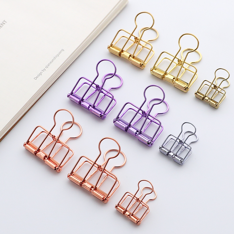 Multiple Colors Wire Binder Clips Cute Hollow Out Paper Binder Clip Metal Office Office Supplies Clamps Binder & Paper Clip