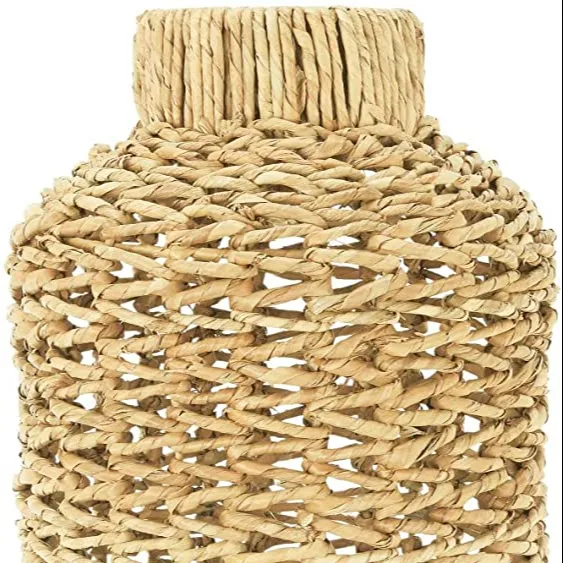 Amazon Top Seller Decoration Woven Creative Co-Op Handwoven Water Hyacinth & Rattat Floor Vase Beige Wholesale From Vietnam