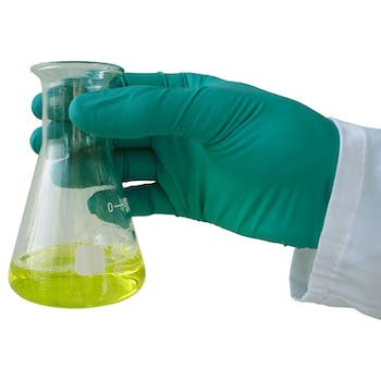 6.0gm Green Rubber Gloves - Nitrile Powder Free Gloves - Nitrile Chemical Resistant Glove for Laboratory use & chemical handling