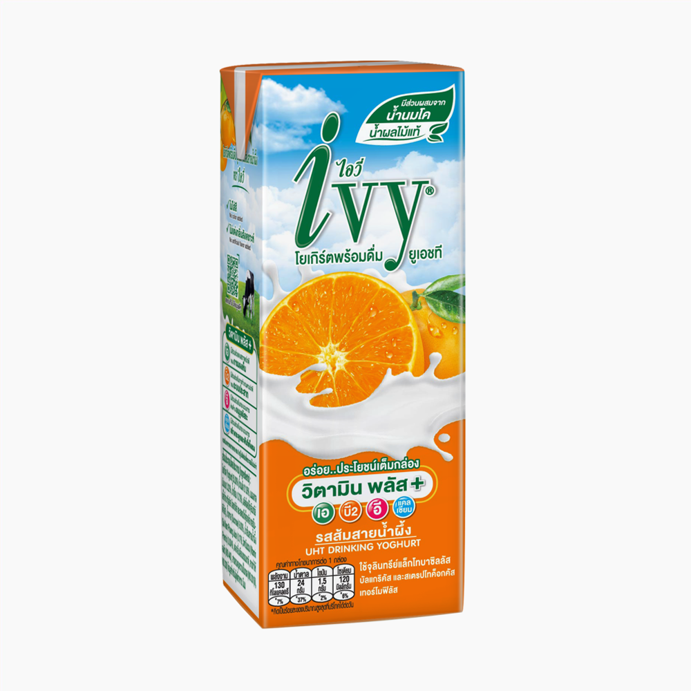Лучший ежедневный питьевой продукт Ivy ухт йогурт Sai Nam Peung оранжевый 180 мл витамин плюс вкусные и здоровые