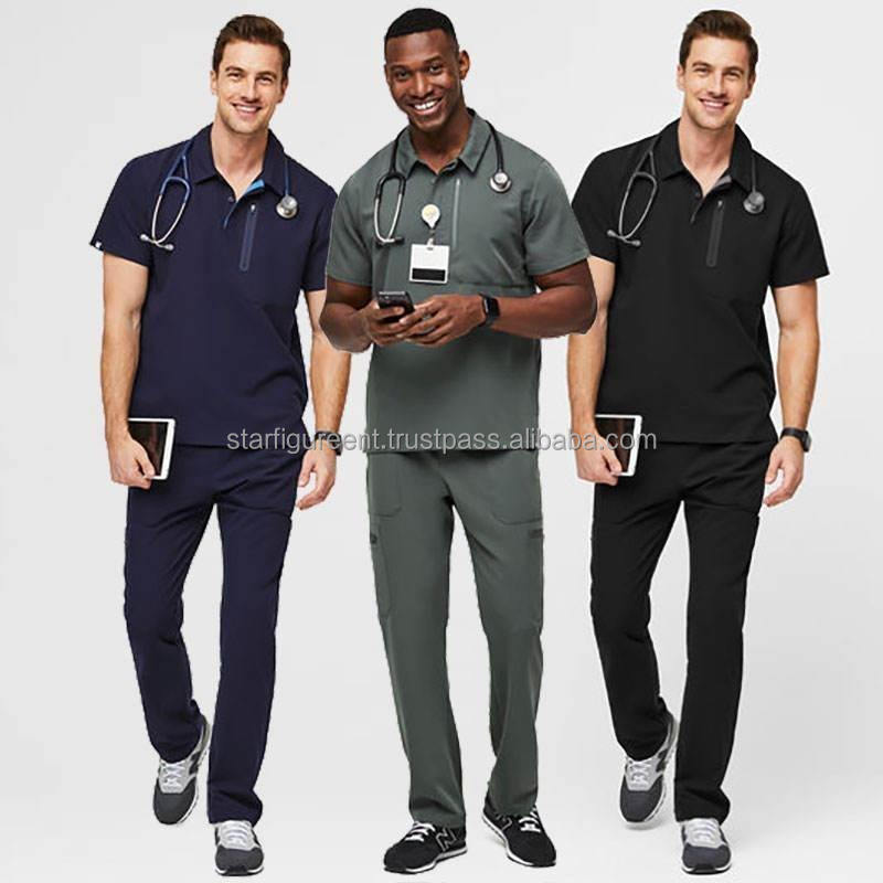 Custom Polyester Rayon Spandex Stretch Scrubs Uniforms Sets Medical Scrubs Made By Star Figure Enterprises ( PayPal Verified )