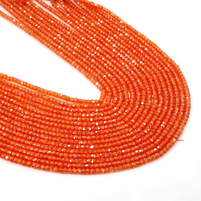 Cubic Zirconia Beads in Orange Ceramic Clay & Porcelain Collection