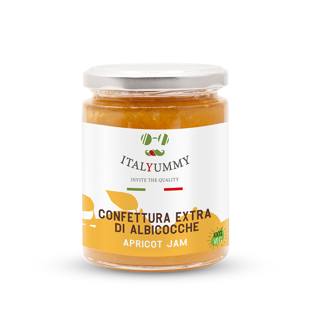 Artisanal Italian Apricot Extra Jam 320g Glass Jar 77% Fruit cheese pairing pastry Made in italy marmalade pastry product