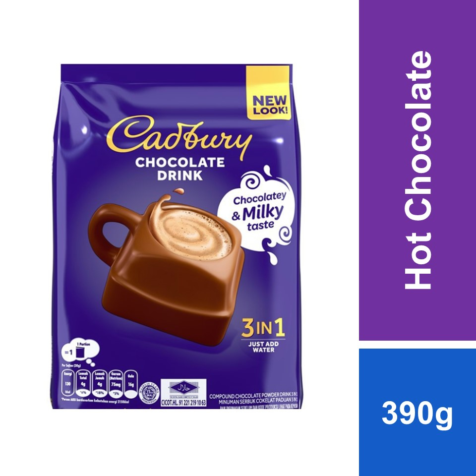 Ready Stocks Cadbury3-in-1 Hot Chocolate Compound Drink Delicious Authentic CadburyChocolate Taste Cacao Drinks Product