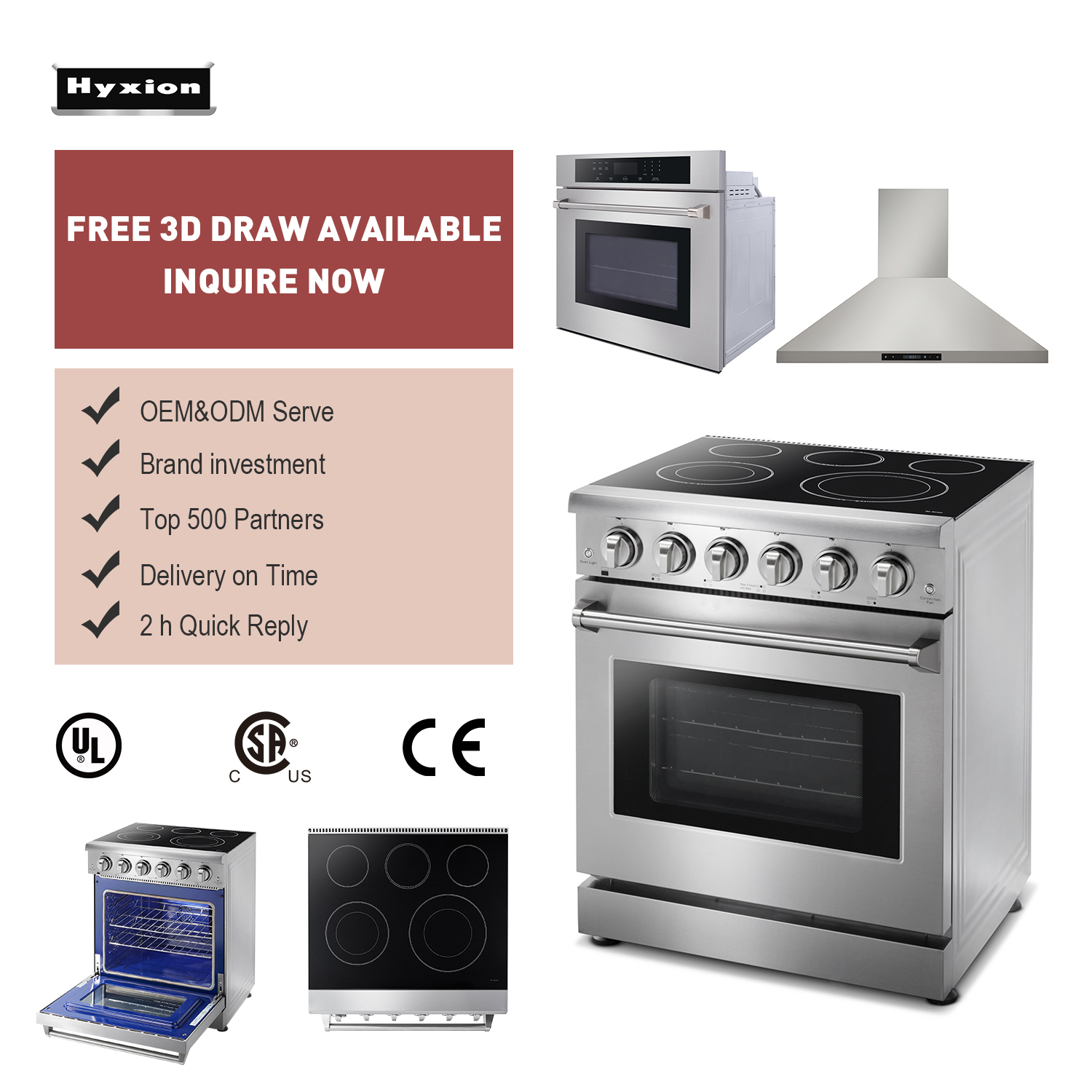Hyxion multifunctional stove and easy bake digital kitchen induction cooker with oven turkey electric oven
