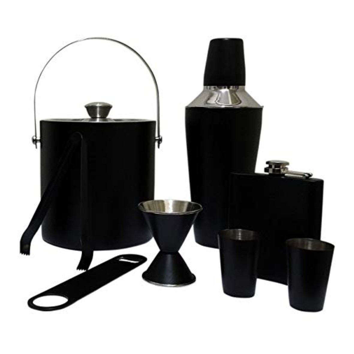 Luxury 8 Piece Bartender Kit Stainless Steel Cocktail Shaker Set Premium Bar Tools Martini Shaker Ice Bucket ice Tong Jigger