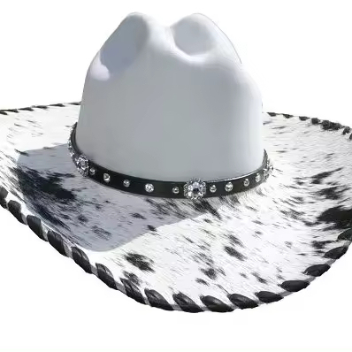 Real Cowhide Cowboy Hat with Adjustable Strap, Cowboy Hat for Men and Women