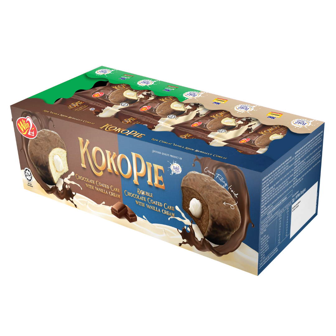 Совершенно новый выпечка Win Kokopie с двойным шоколадным покрытием и ванильным кремом 20 Г x 16 пакетов
