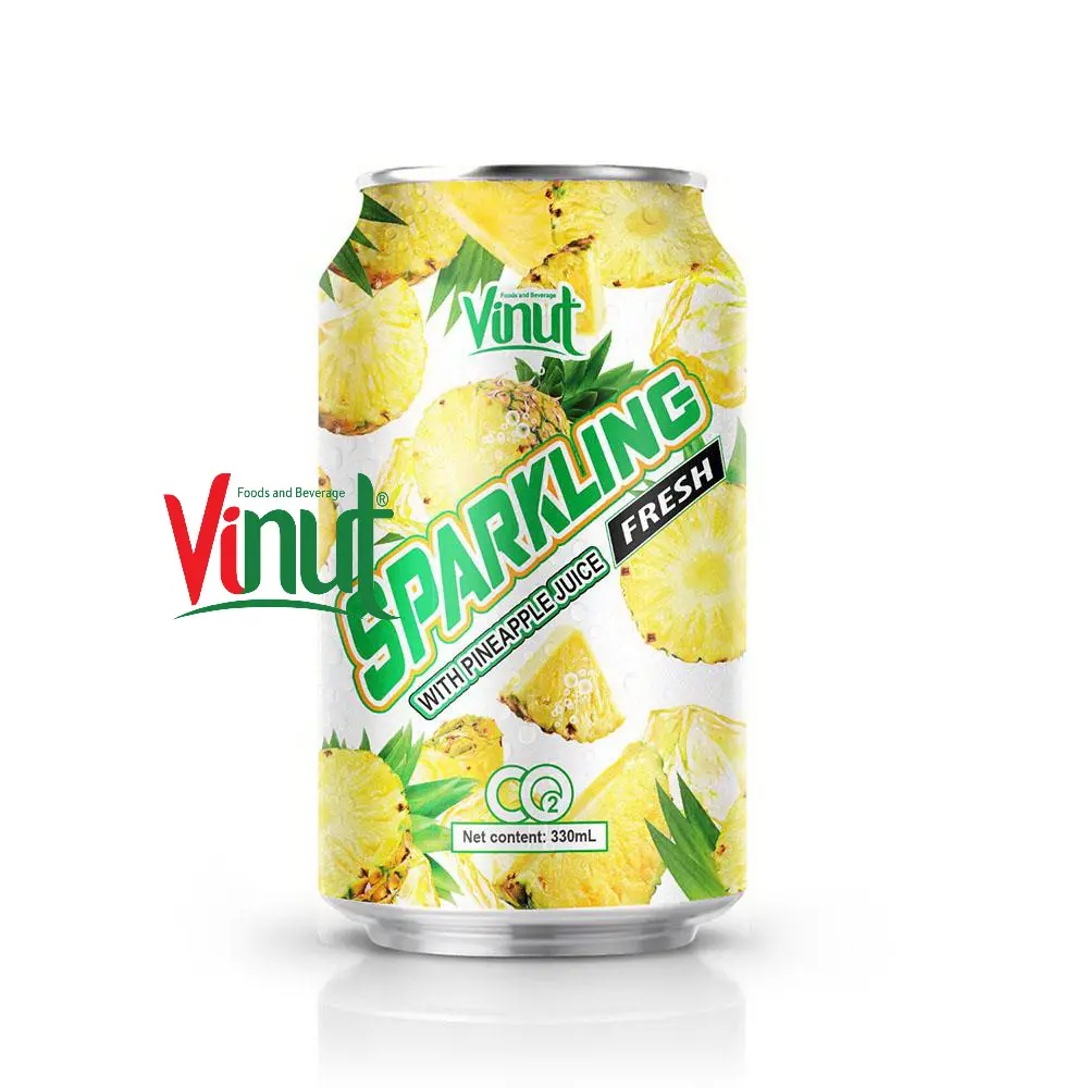 Best Manufacturer Supplier from Vietnam 330ml VINUT Canned Pineapple Juice Sparkling water for health good taste from fruit