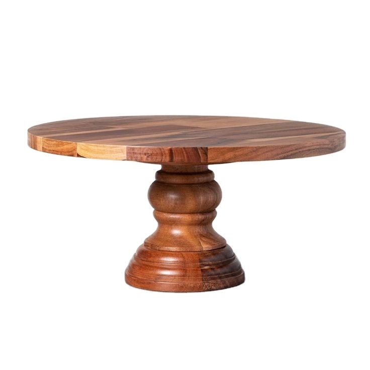 Natural finish Desert Cake Stand Round Shape Acacia Wooden Cake Stand For Birthday Party Decoration Cake Stand