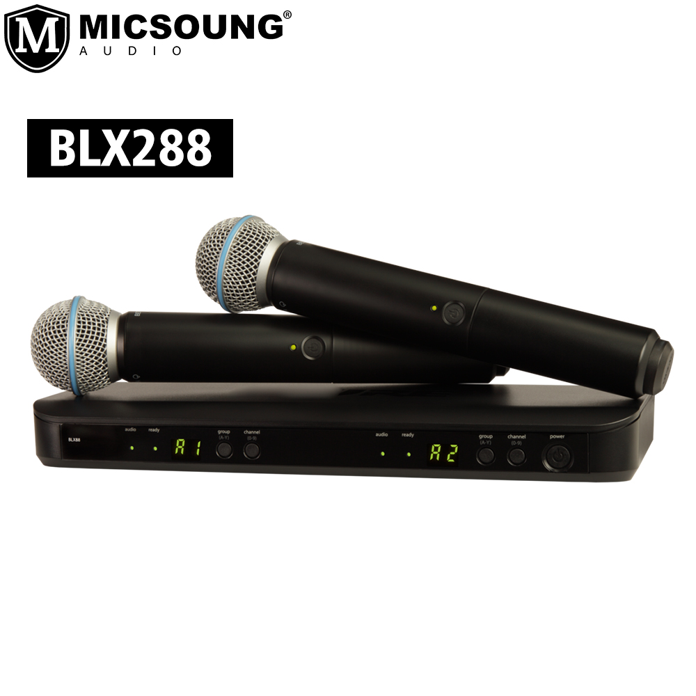 Профессиональный микрофон BLX288/PG58, беспроводная двойная вокальная динамическая микрофонная система с двумя ручными передатчиками