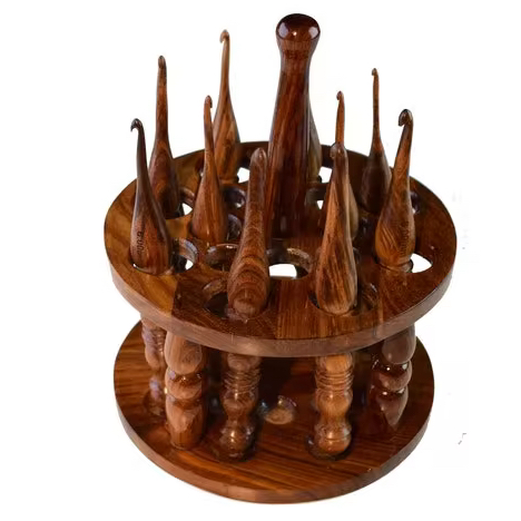 Customise wooden crochet hooks 6 piece set with Stand best crochet hooks for Knitting Needle wholesale price Tayyab Handicraft