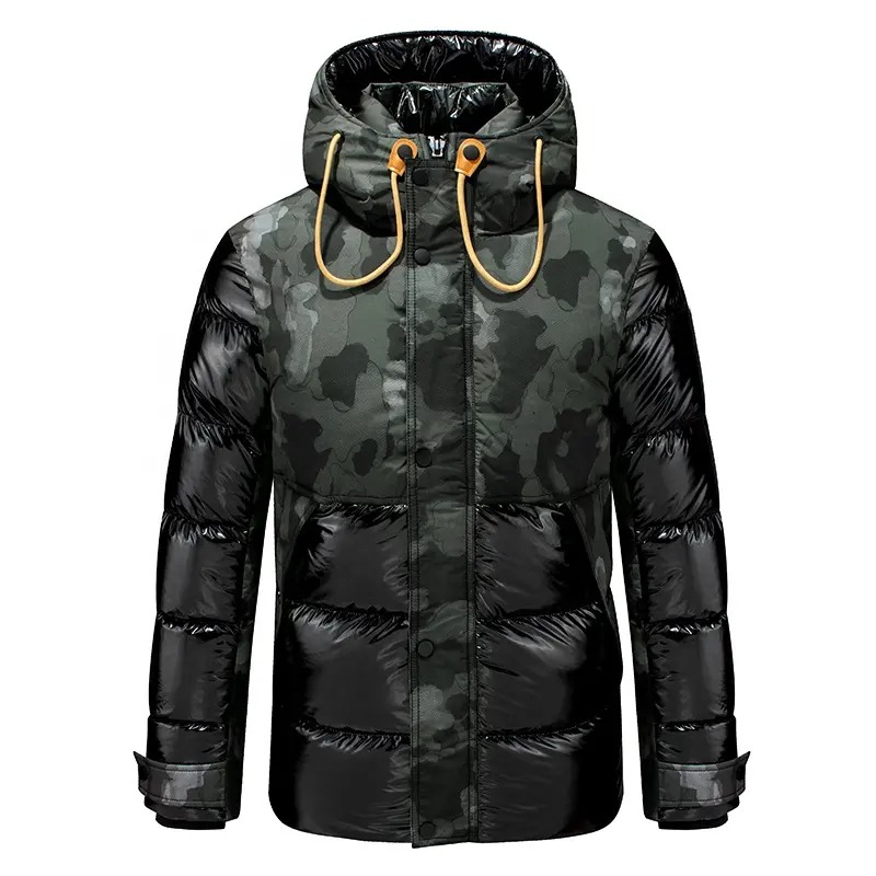 OEM Custom Man Winter Blank Down Jacket Winter Down Jacket Men's Hooded Casual Bright Surface Thickened Bread Lightweight Jacket