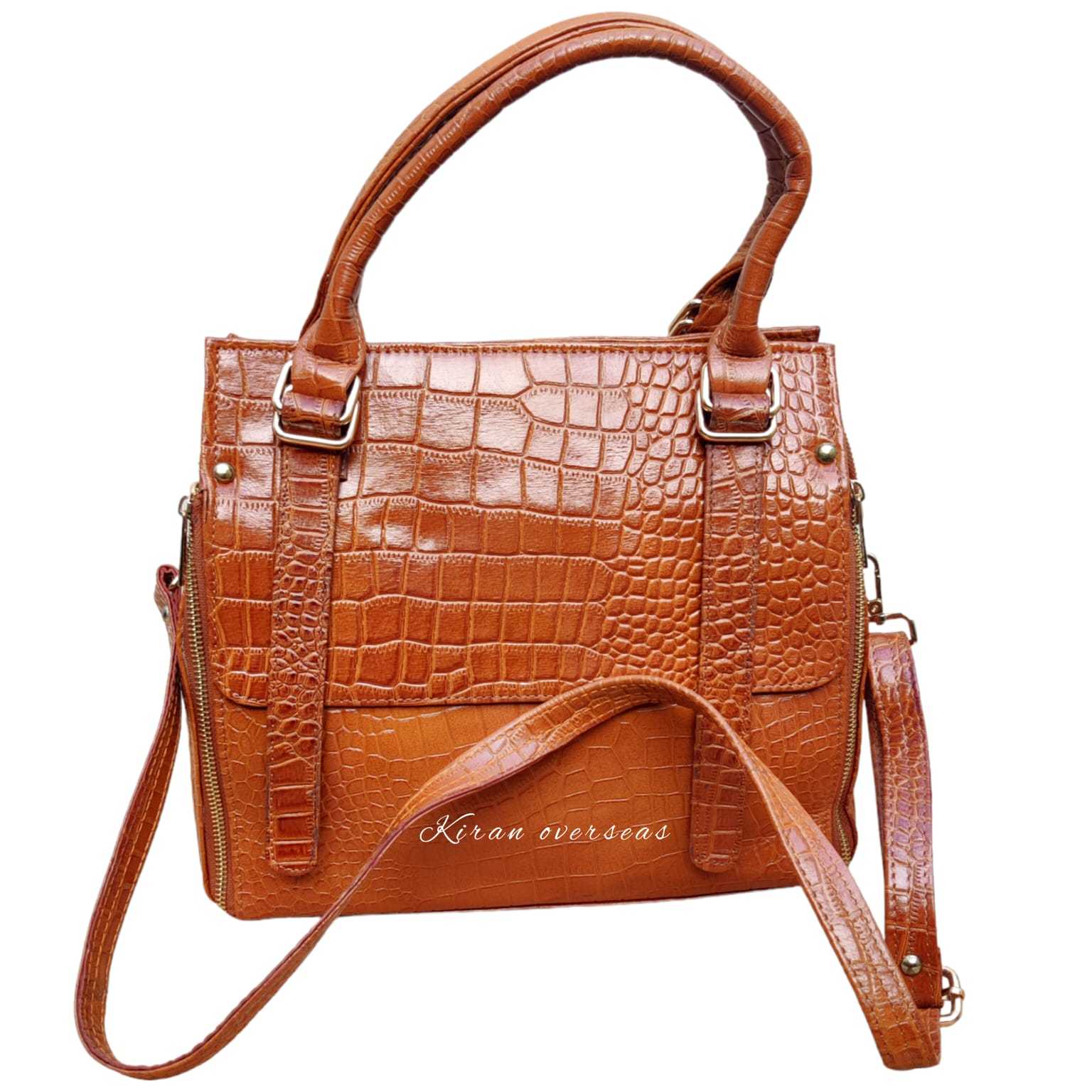 Custom Made Cowhide Natural Brown Waterproof Crocodile Pattern Genuine Leather Handbag For Women Suppliers