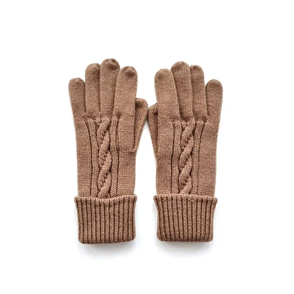 Brown Color Women Gloves Stylish Hand Warmer Winter Gloves Women Wool Mitten Warm Full Finger Gloves
