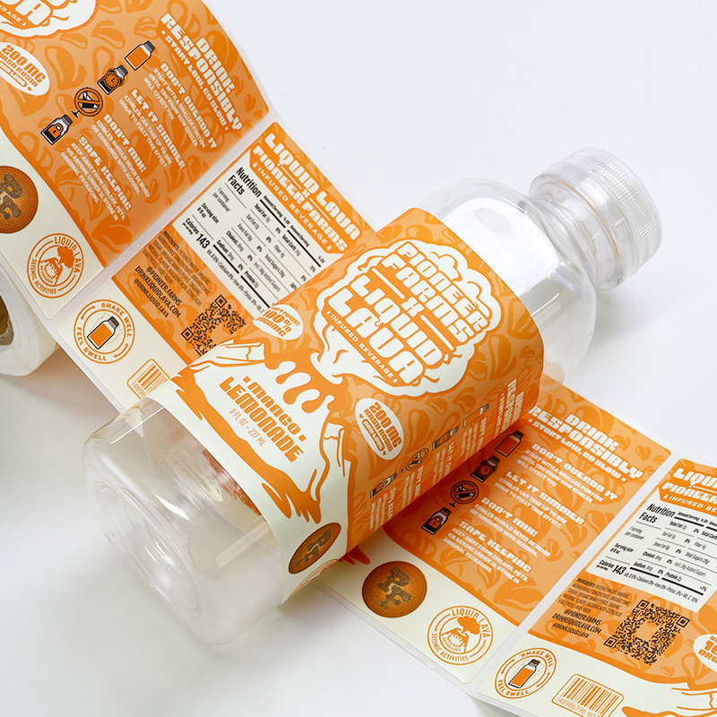 Custom Transparent White Vinyl Logo Sticker Labels Waterproof PVC Bar Code Glass Fruit Juice Beverage Jar Bottle Self-Adhesive