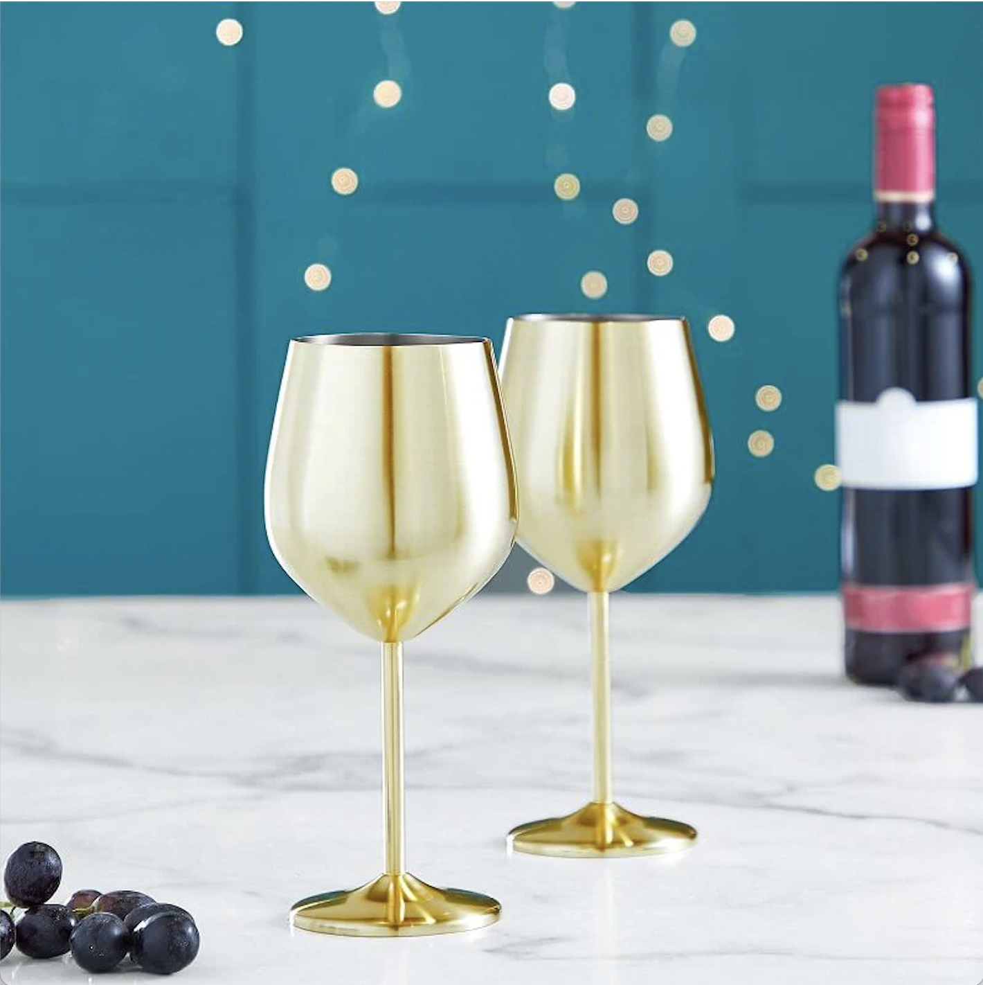 Custom Logo 360ml Wine Glass with Gold Stem Classic Style Stainless Steel for Fine Wine Gold Colored