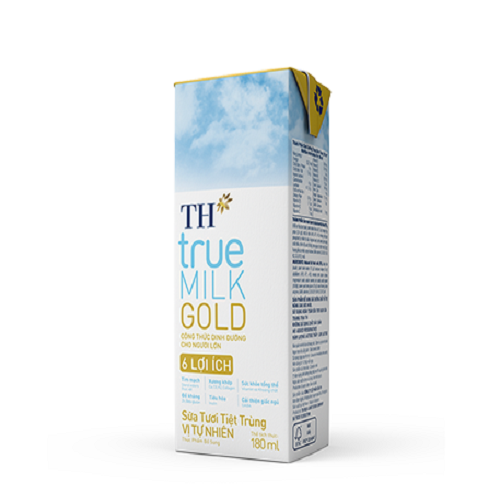 Vietnam Dairy Product TH True MILK - UHT Pure Fresh Milk GOLD 180 ml With High Nutritious Ingredients