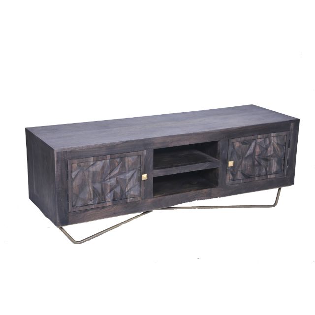 Hot sale Rustic Center Console TV Cabinet with Sliding Barn Doors Living Room Furniture wooden tv stand