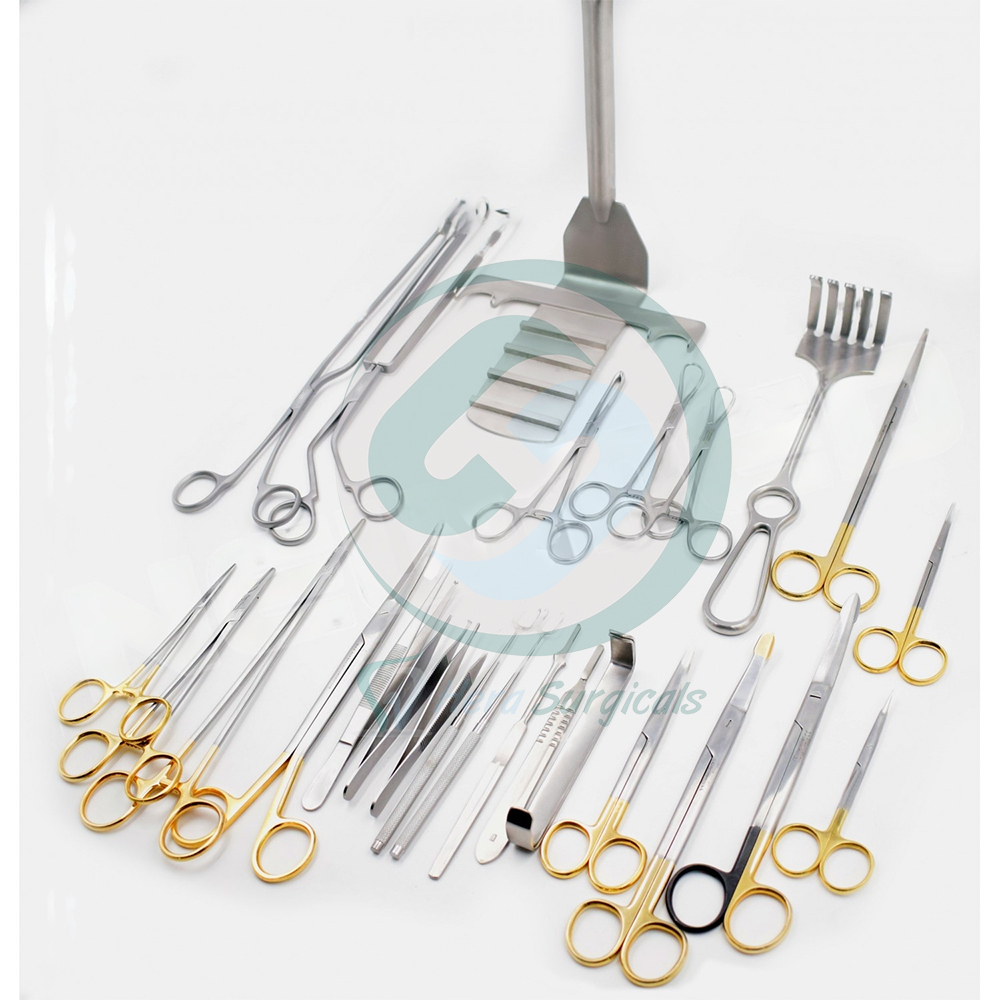 Best 32-Piece Abdominal Surgery Instrument Set New Abdominoplasty Set of Steel with Manual Power Source Plastic Material