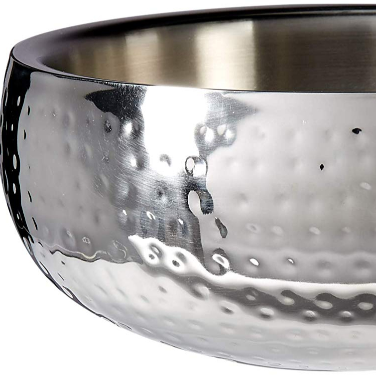 Double Wall Stainless Steel Hammered Large Bowl