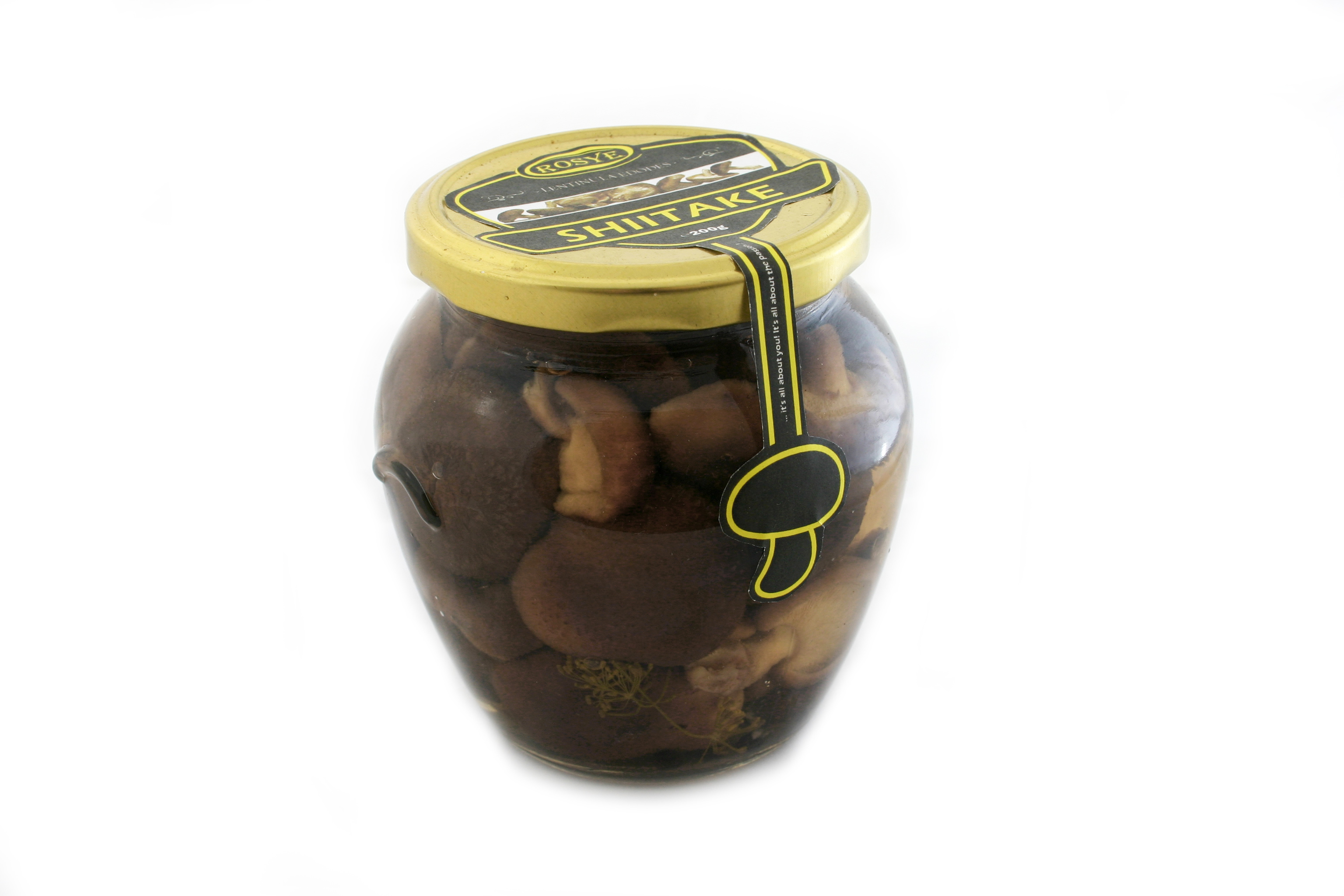 Saffron milk cap mushroom (Lactarius deliciosus) in glass jar. For distributors on retail market. Private labeling.