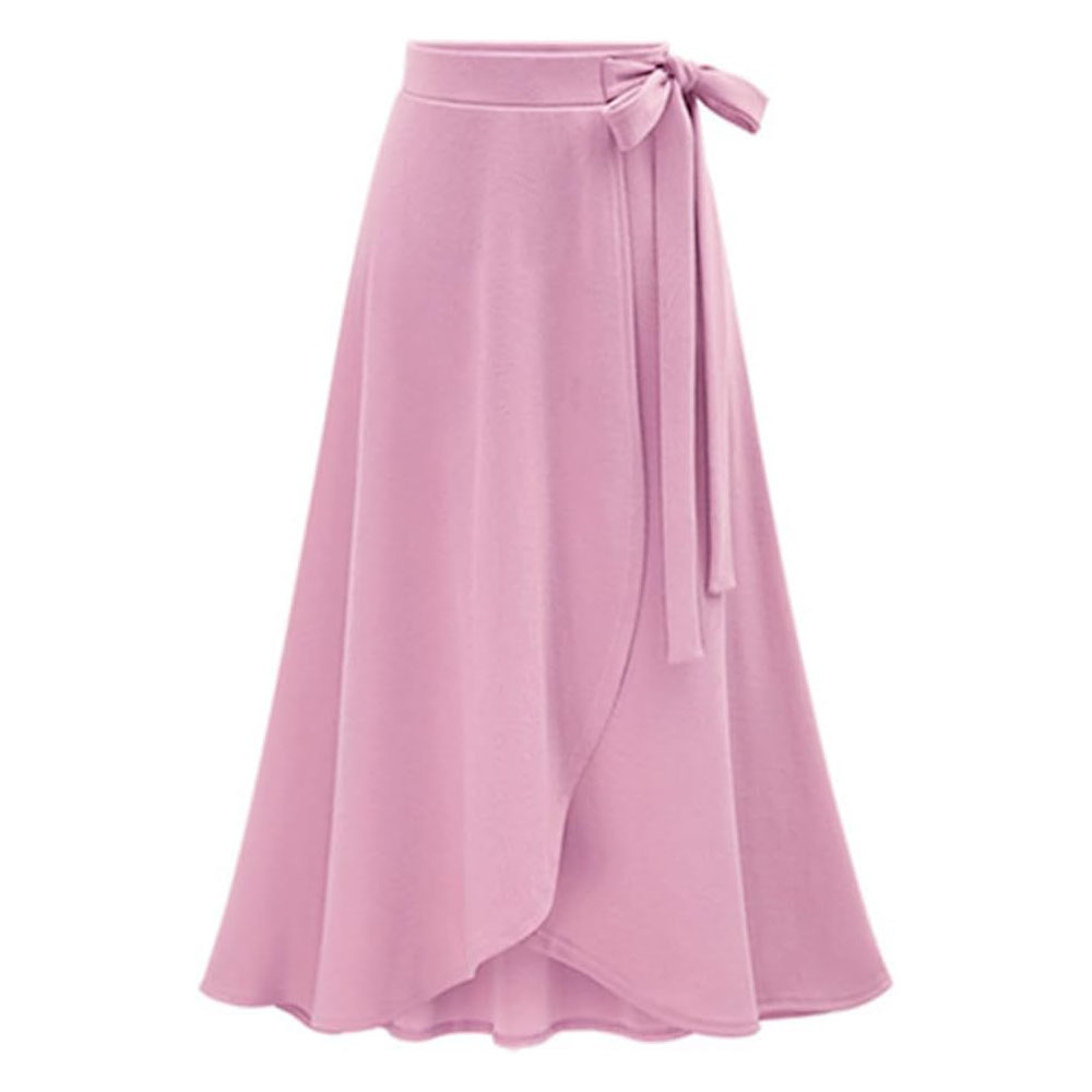 Elegant Silk Skirts Womens Solid Slit Skirts High Waist Office Ladies Skirts Fashion Summer Faldas